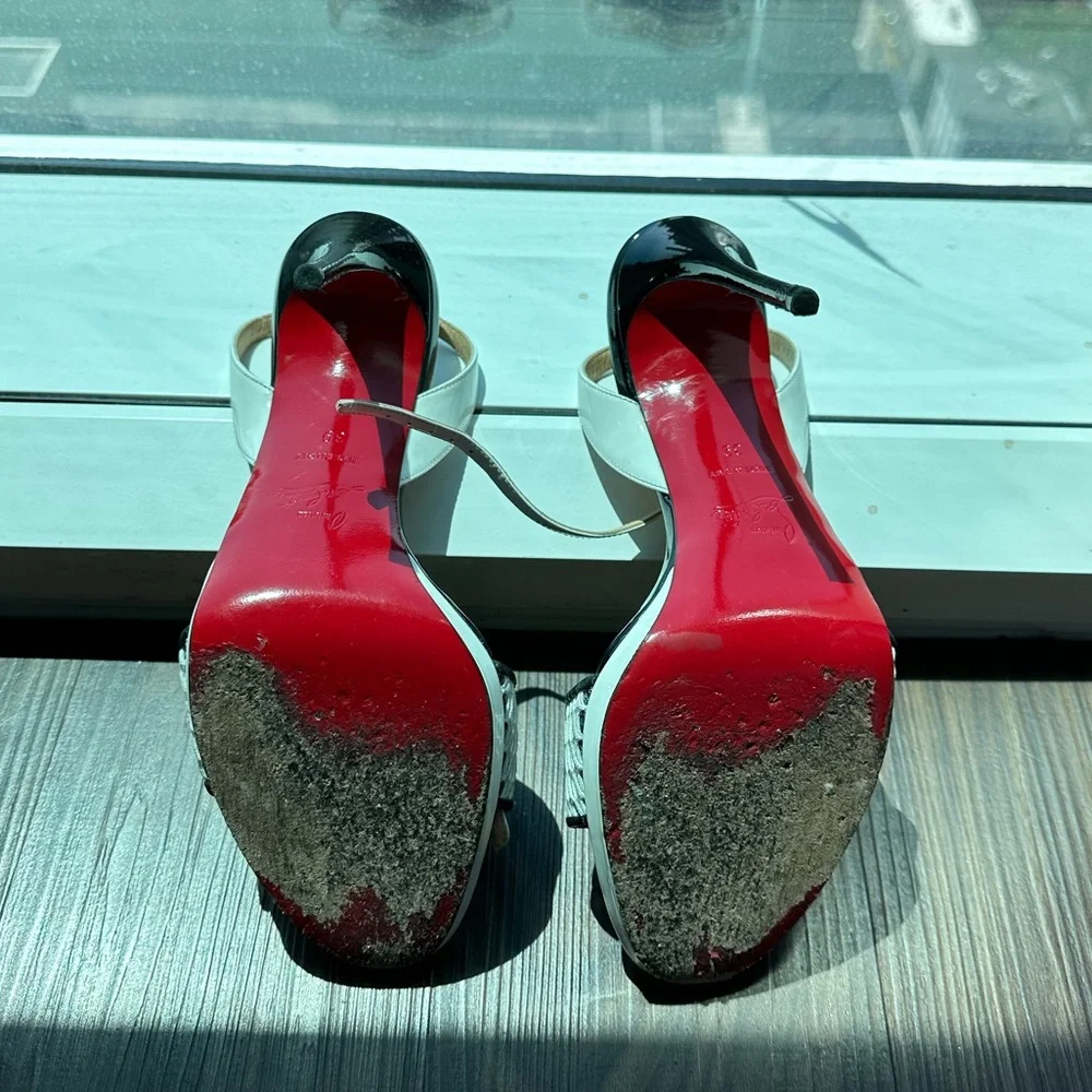 christian louboutin 39 open toe heels DISCOPORT 120 PAT/RETE/TIS TECHNO TENNIS - Picture 5 of 8